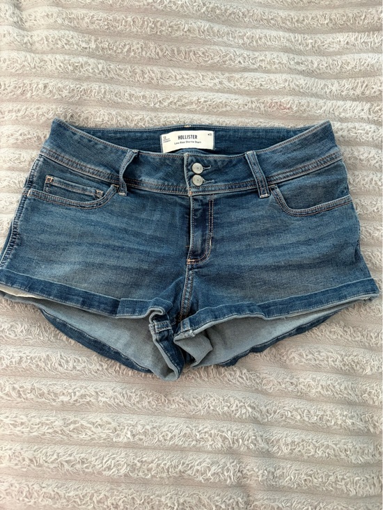 Hollister Pants - Hollister Women's Dark Wash Ultra Low -Rise Jean Shortie Short — 12